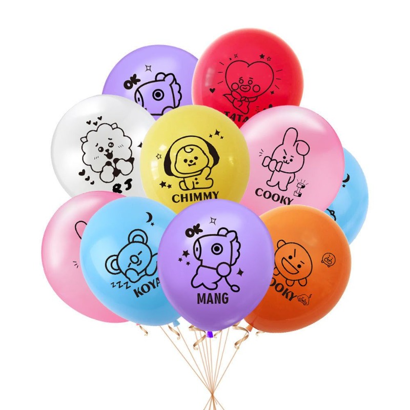 Supply Event - การตกแต่งสถานที่จัดงานวันเกิดธีมการ์ตูนไอดอล KPOP bt21 ปี 2026 พร้อมลูกโป่งและของตกแต่งที่เกี่ยวข้องกับไอดอล