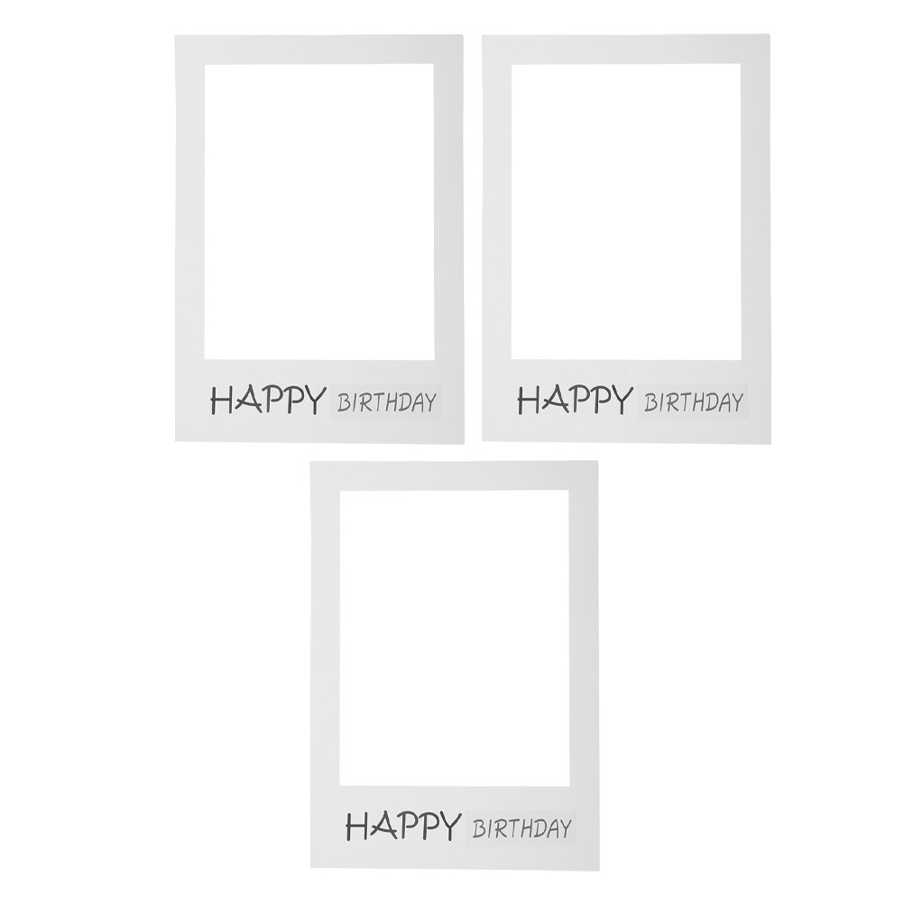 Photo Booth Frame - กรอบรูปกระดาษสำหรับถ่ายภาพวันเกิด 3 ชิ้น อุปกรณ์ตกแต่งงานวันเกิดแบบพกพา น้ำหนักเบา อุปกรณ์สำหรับบูธถ่ายภาพ