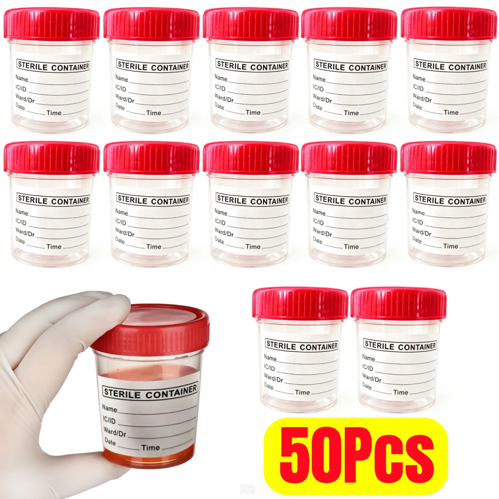 Plastic Cup 50Pcs - ถ้วยเก็บปัสสาวะพลาสติกแบบใช้แล้วทิ้ง 50 ชิ้น ขนาด 60 มล.